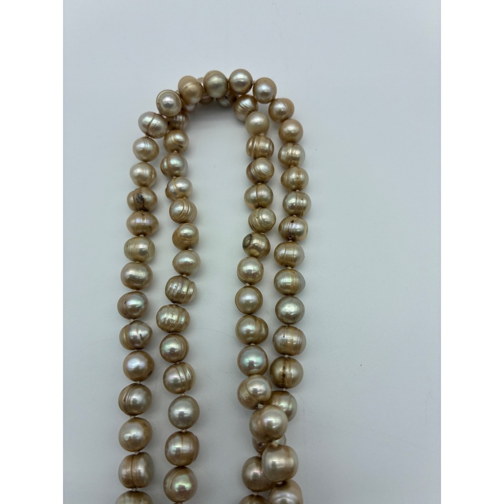 Vintage Strand Freshwater Pearl Necklace 26.5 Inch Champagne Gold Tone - Picture 6 of 6